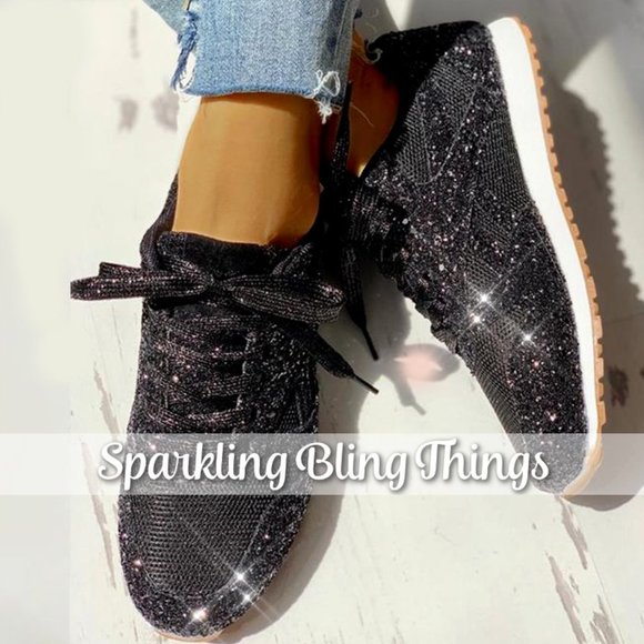 NWT Sparkling Bling Glitter Sneakers Athletic Sports Shoes: Blue + FREE … - Picture 6 of 12